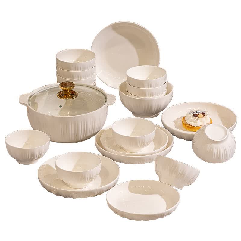 淮漫纯白简约碗碟套装家用陶瓷碗盘釉下彩泡面碗饭碗餐具乔迁礼 浅迹-小勺(2个装)