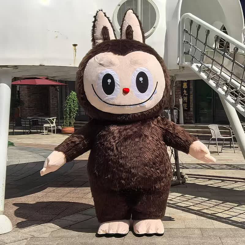 充气拉布布人偶服装卡通网红玩偶服人穿行走演出宣传活动道具服 2米棕色拉布布