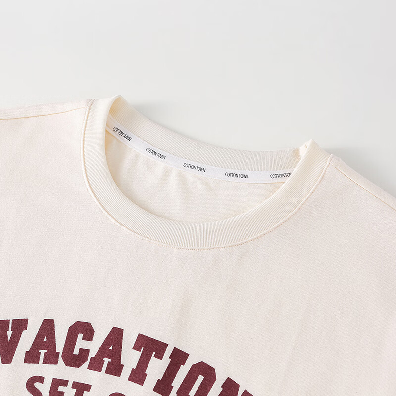 棉花堂（cottontown）【100%棉】棉花堂童装夏装新款儿童短袖T恤A类抗菌纯棉男女童上衣 米白 90 90/52