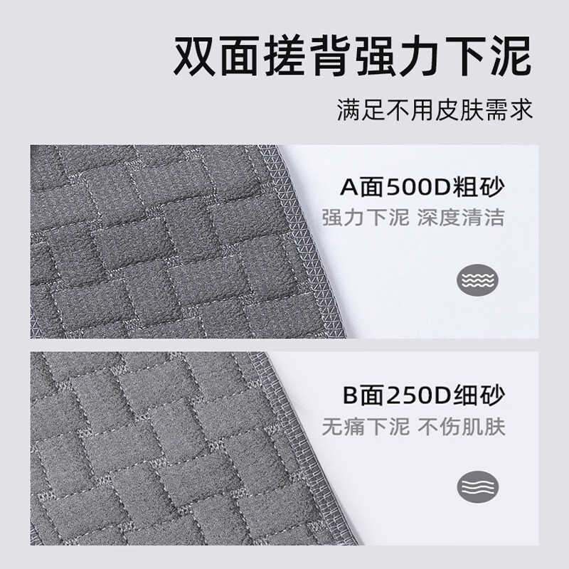 YINSIO搓澡巾男女士搓背巾搓澡神器强力搓泥长条后背不求人洗澡擦背 【2代加长款全身沐浴性价比套装】拉背+澡巾+浴花