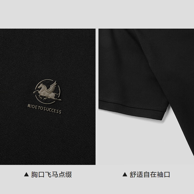 海澜之家(HLA)短袖POLO衫男款飞马刺绣凉感短袖男夏季 黑色7E【凉感】 HNTPW2F063A L 175/92A 推荐137~150斤