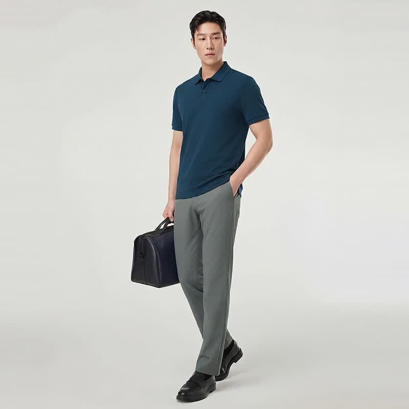 雅戈尔（YOUNGOR）【凉感+抗菌】雅戈尔夏季新款男士短袖商务户外纯色翻领Polo衫 牛仔蓝VSET513134IFA L （推荐135-150斤）