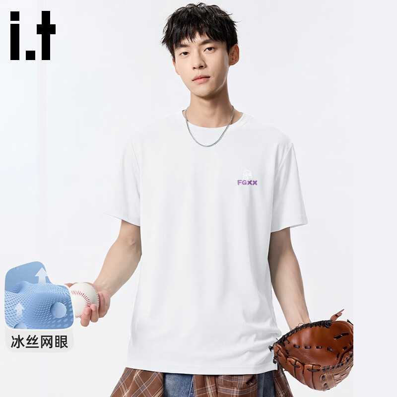 fingercroxx it男t恤休闲宽松冰丝透气短袖夏季美式网眼速干半袖 白 L