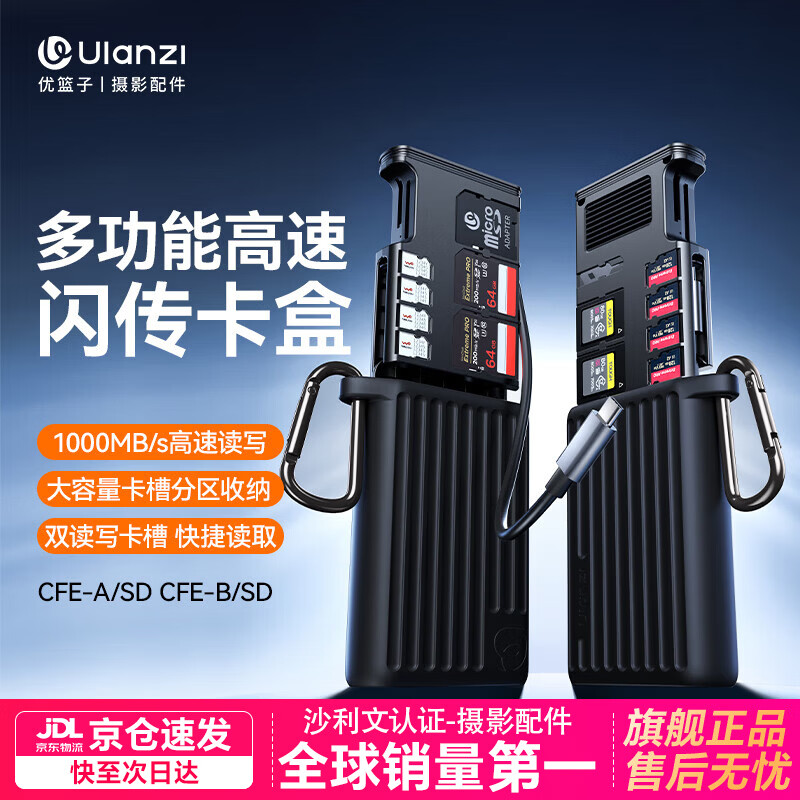 优篮子【Ulanzi】MCR-01/02 多功能读卡器USB3.2高速存储卡盒相机手机内存卡CFA/SD/TF/SIM卡收纳保护套 MCR-02丨CFE-B闪传卡盒
