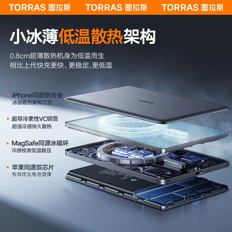 图拉斯磁吸充电宝适用iPhone新国标3C认证可上飞机超薄便携快充移动电源10000毫安苹果华为小米安卓 【3c认证】1万毫安丨珠光白 3C安全认证丨可上飞机丨超轻薄