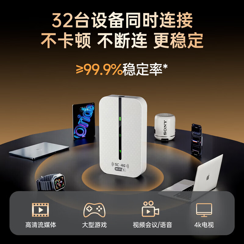 小叮讯随身wifi2026新款5g三网通用月享1500G流量全国通用免插卡终生质保无线移动网络随身wifi6高速随行 【升级版】3000毫安大电池+1500G流量 网速可达150M 不限速不虚标 支持32人共享
