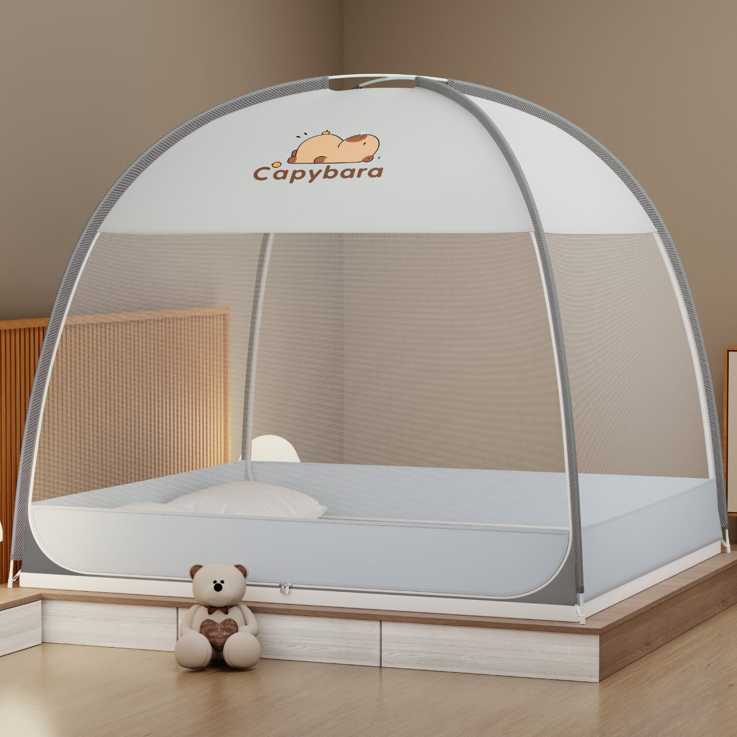 伊路卡新款免安装蒙古包蚊帐1.8x2米家用1.5米床1.2m儿童床蚊帐 卡皮巴拉【经典防蚊款】 120*198*140cm高