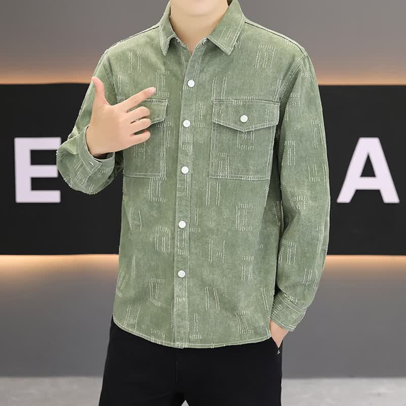 啄木鸟纯棉长袖衬衫2026春秋季新款宽松休闲衬衣潮流帅气翻领格子上衣 卡其色 M