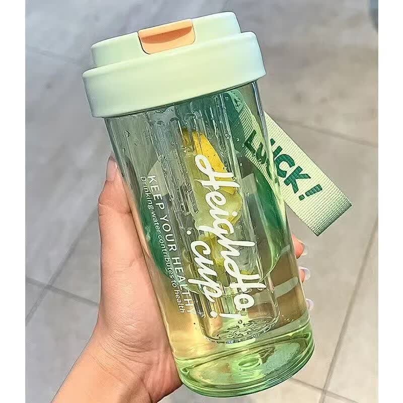 亚创优品+带茶隔吸管杯夏天水杯女生高颜值夏季耐高温网红泡茶杯子 绿色