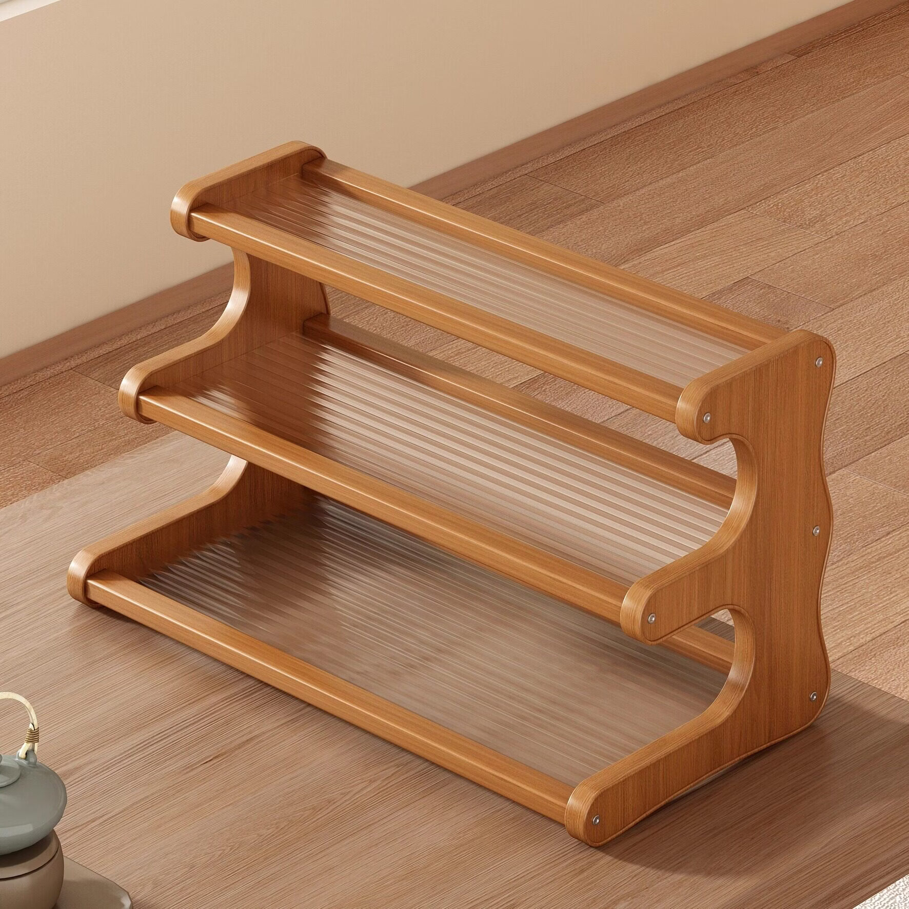 木樽杯架桌面置物架小型窄入户玄关家用桌上收纳亚克力水杯茶杯茶具架 二层-茶色-30cm 【梯形设计 稳定性强】 京东折扣/优惠券