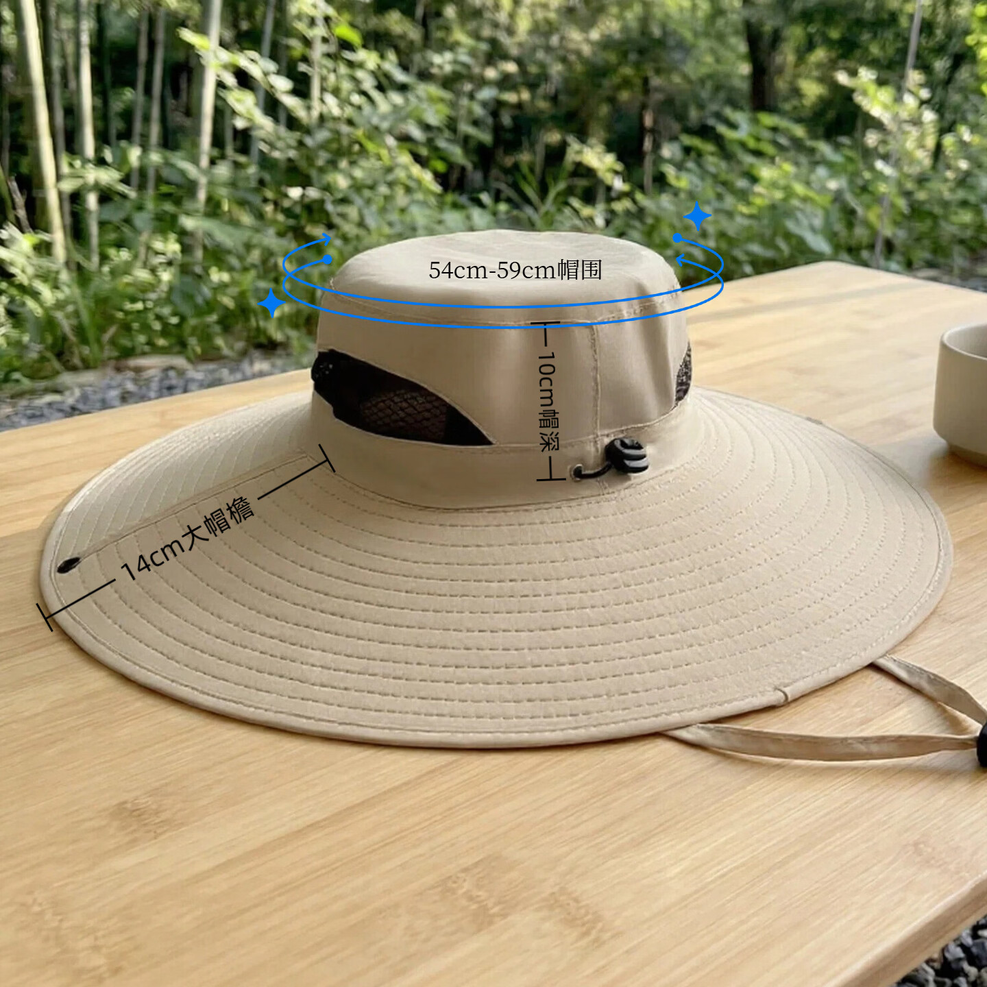 户外可折叠防水太阳帽防雨遮阳帽西部牛仔帽钓鱼帽新款网眼 浅灰色 速干+防泼水+防晒+15cm