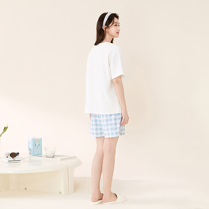 芬腾可安（FENTENGCARE）睡衣女士纯棉2026年夏季可外穿运动少女家居服套装 米白 XL