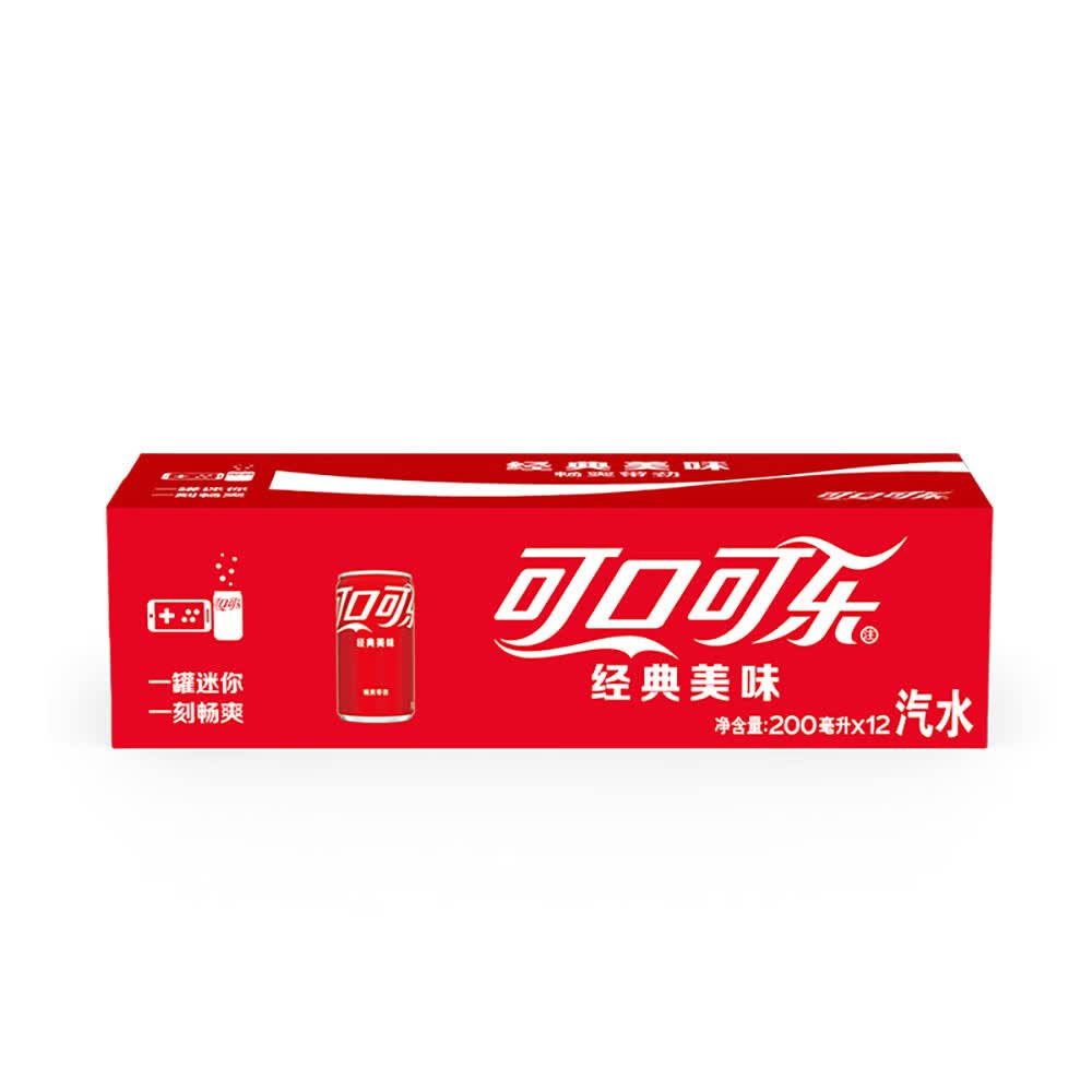 Coca-Cola可口可乐可乐雪碧芬达含糖/无糖200ml*12瓶mini罐碳酸饮料汽 可乐含糖200ml*12瓶mini罐