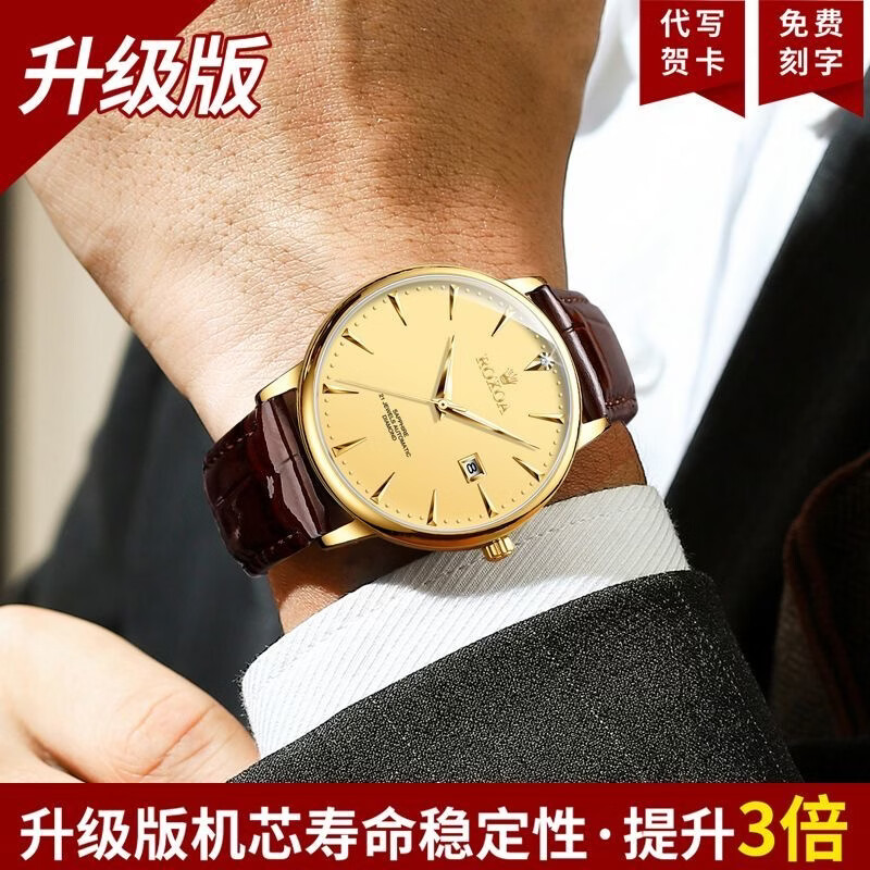 瑞士劳力RoIex男士手表夜光防水全自动机械表双日历真钻名表专用 间金黑面升级版