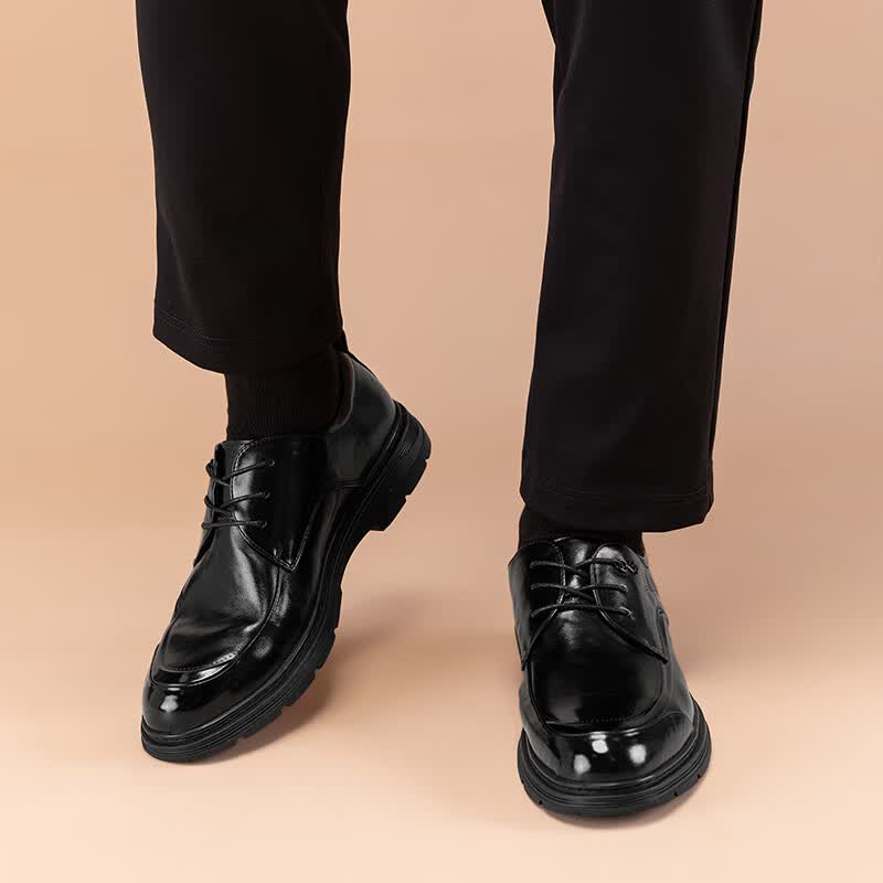 Walker Shop皮鞋男款2026新款真皮商务西装鞋男休闲增高夏季透气软底男士皮鞋 高档黑色【品牌男鞋 礼盒包装】 41