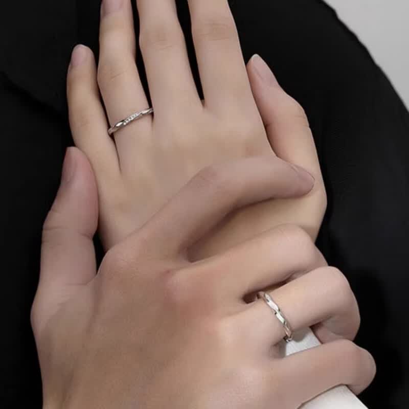 S999足银无限爱情侣对戒纯银男女款一对小众设计设计感生日礼物 s999足银情侣对戒 开口可调节