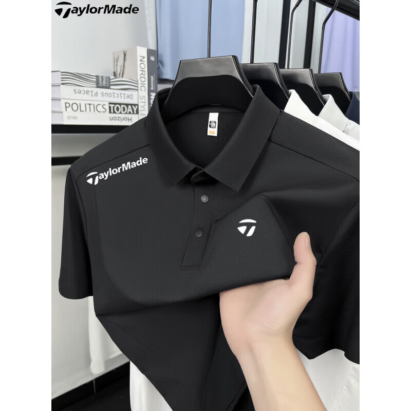 TAylorMade泰勒梅高尔夫男士凉感短袖翻领POLO衫夏季透气运动速干 宝蓝色 L 170 【适合120-140斤】