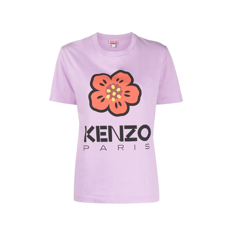 KENZO 高田贤三（KENZO）女士 花朵logo印花棉质T恤 FD52TS0394SO 66 浅紫色 L,100043742756