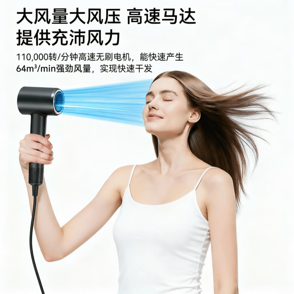RIZZDEEK【魅丽无限】旗舰款高速吹风机速干电风筒大功率4亿负离子护发家用静音不伤发学生新款 JV01旗舰款-4亿负离子-黑色