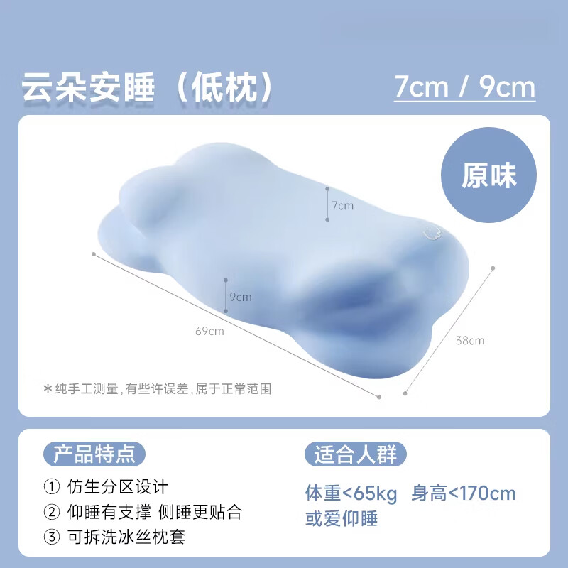 时光存折草本云朵枕头护颈椎助睡眠枕侧睡深睡高质量睡眠记忆棉枕 低枕（原味）【经典款】