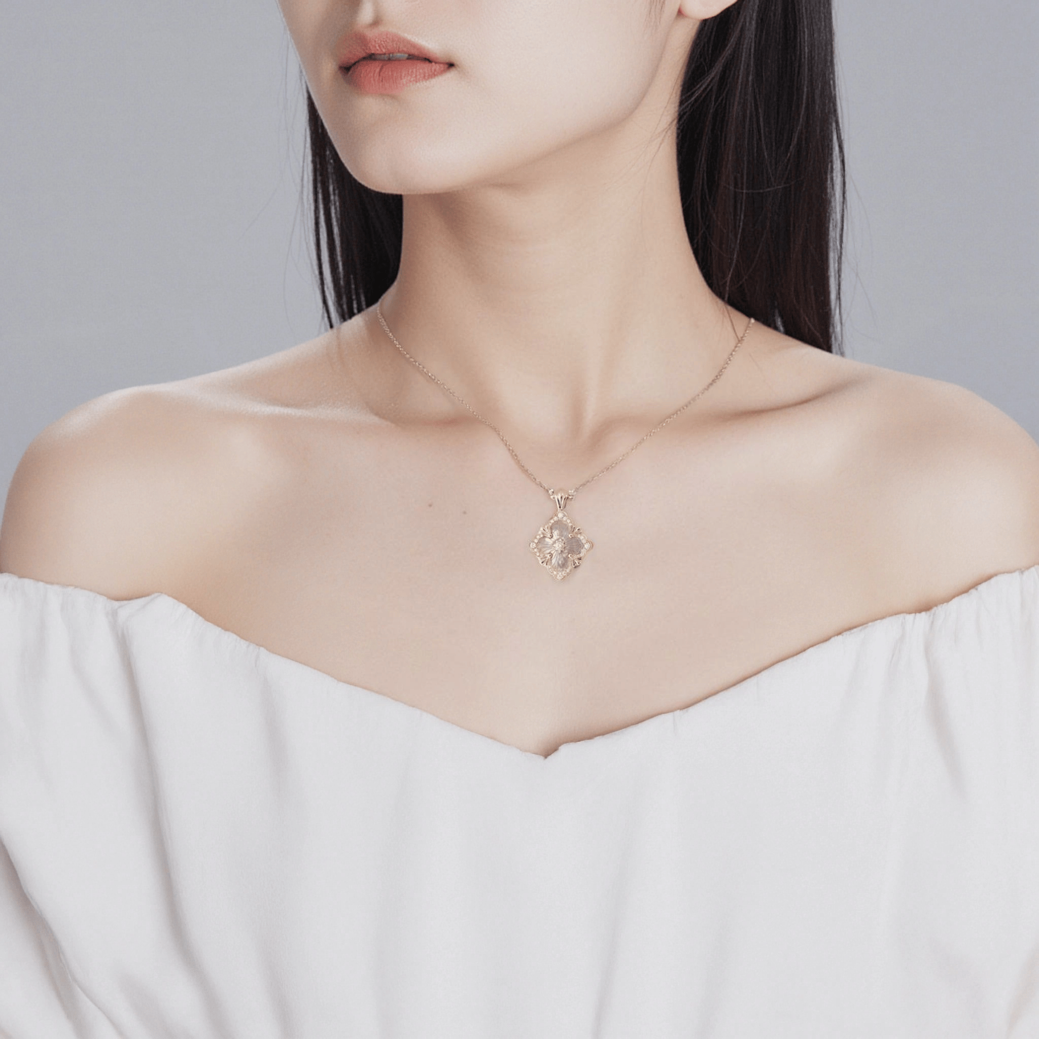 拉夏缇LACHATI 意大利布契拉缇薄纱歌剧院白母贝项链四叶草镶钻时尚锁骨 薄纱歌剧院项链 白母贝（镶钻）