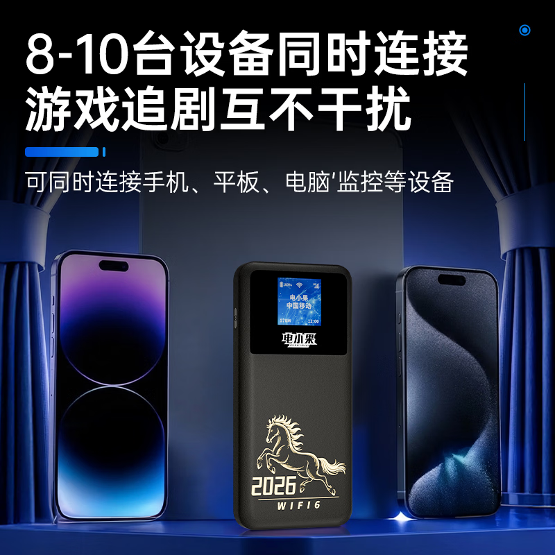 电小果随身wif全国通用无线wi-fi6免插卡移动电信无限制大流量卡便携式网卡高速网络2026款宿舍家用旅游 【顺丰包邮】2026款升级带屏版