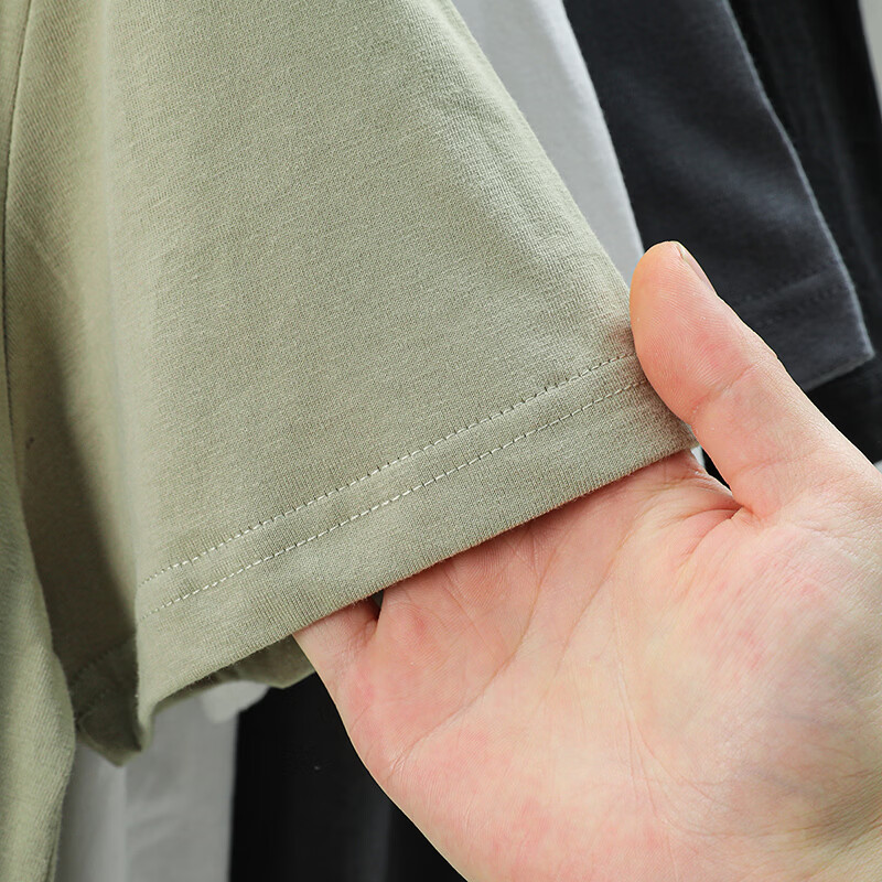 尺度保罗220g纯棉男士短袖T恤夏装薄款圆领纯色内搭半袖白t薄款透气上衣 BWG-211白色 M 推荐90-120斤