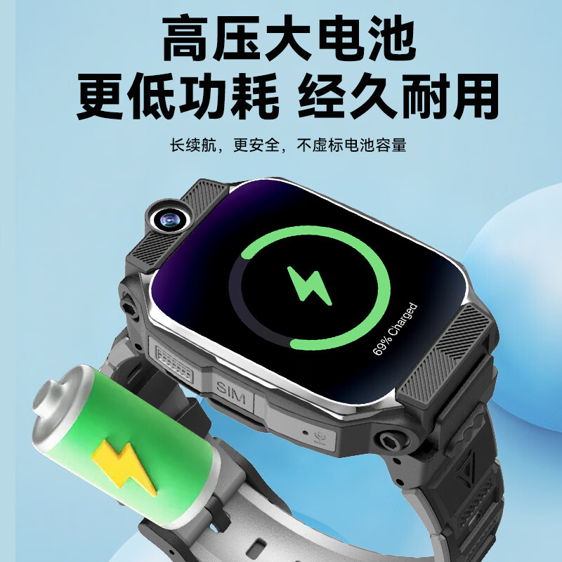 华为手机适用【2026新款】智能儿童电话手表移动电源小学生初中生3-6-12岁 【紫色】视频+定位+零钱包