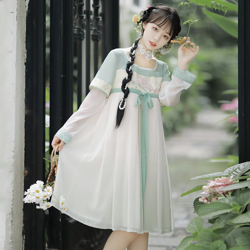 桃花鱼小个子原创汉服女改良日常汉元素齐胸襦裙中国风连衣裙夏款