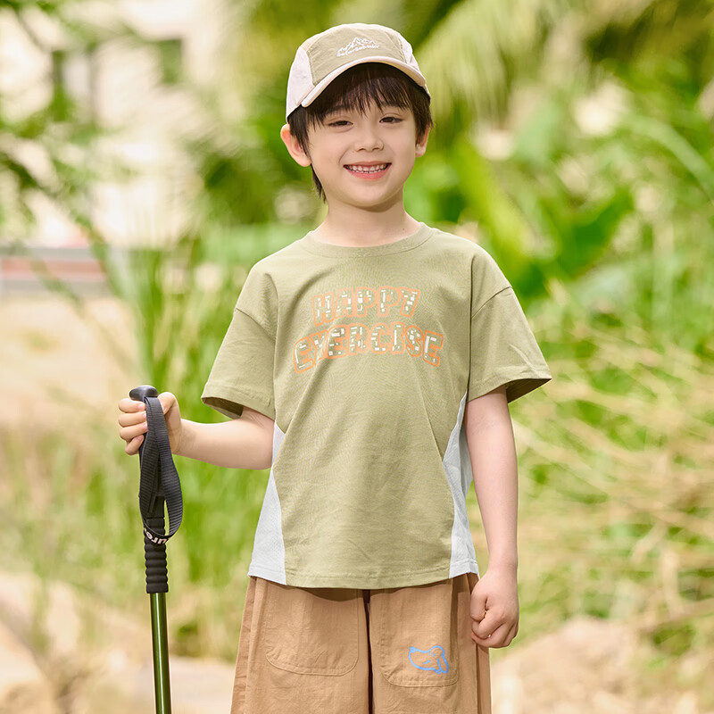 棉花堂（cottontown）【100%棉】棉花堂童装夏季新款儿童短袖T恤A类抗菌男女童纯棉上衣 芥末黄 90 90/52