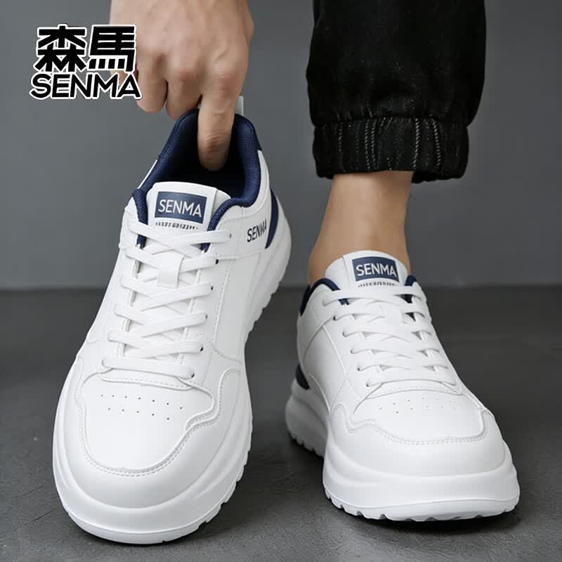 森馬板鞋男网面休闲鞋软底增高男鞋户外轻便夏季透气防滑防臭小白鞋 无疆 | 白蓝【百搭】 四季款 42