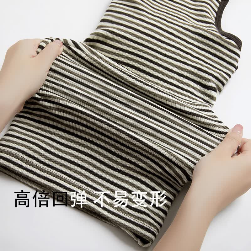 三枪2026年新款夏女带胸垫莱赛尔丝滑弹力薄透气显瘦条纹内搭Bra背心 棕彩条 L