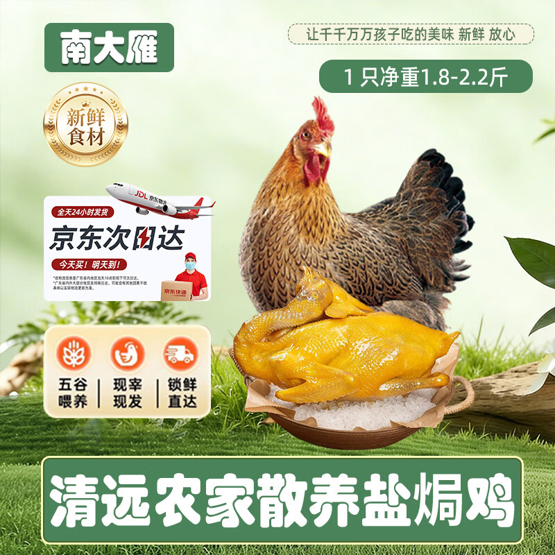 南大雁【广东清远鸡】五指毛桃盐焗鸡 扒鸡  加热即食整只现杀散养土鸡 家庭实惠装【3只5.4-6.6斤净重】赠送3包五指毛桃