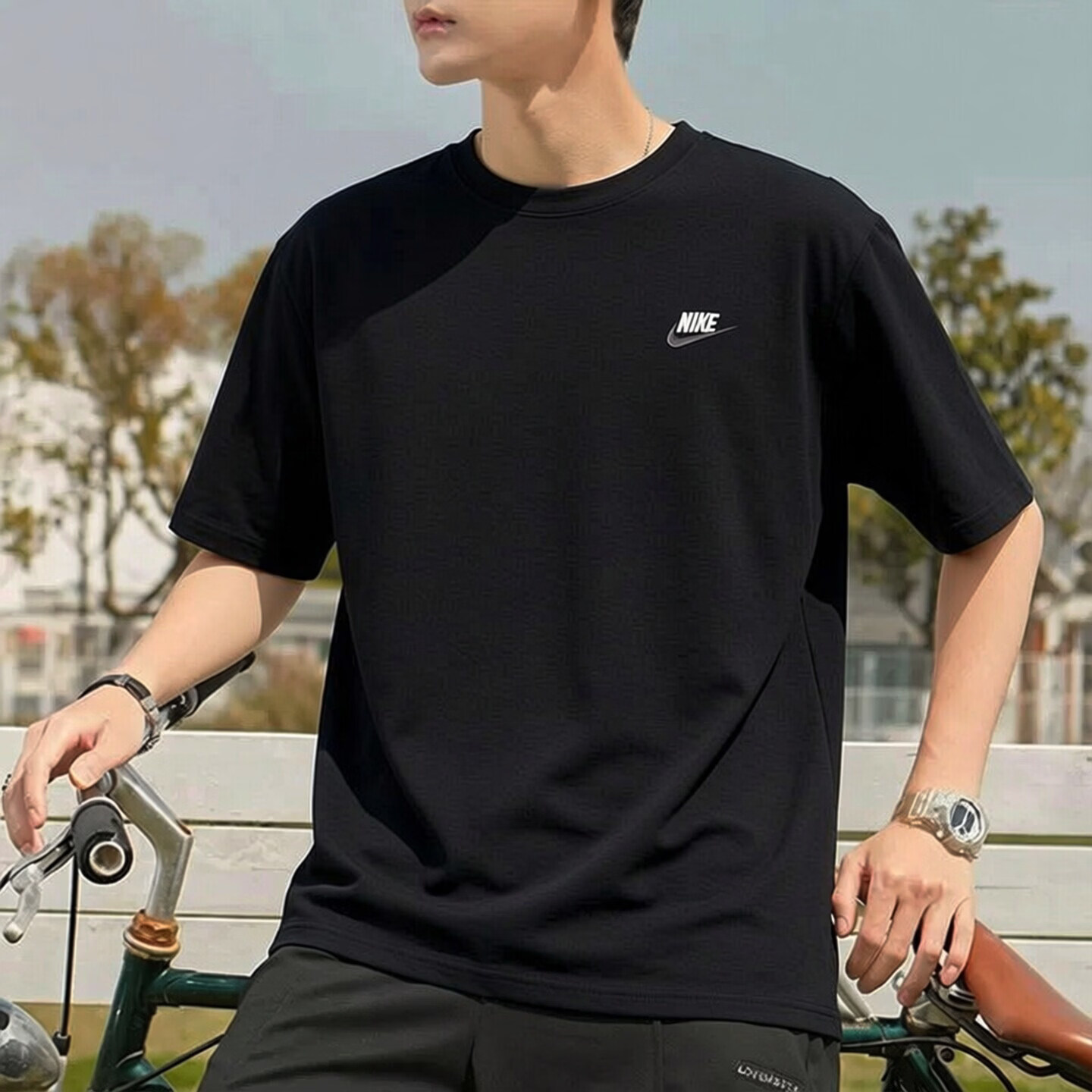 NIKE耐克T恤男2026夏季新款跑步透气上衣宽松运动服潮流短袖圆领T恤衫 AR4999-014 /纯棉面料/柔顺亲肤 M 建议120-135斤