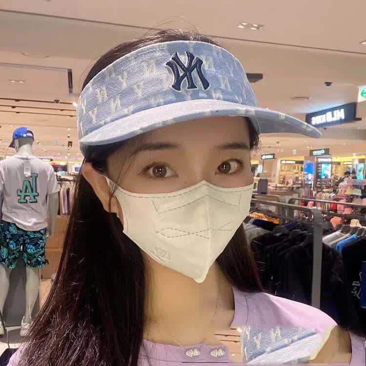 NY空顶帽夏季户外运动NY帽子新款遮阳透气太阳帽男女休闲帽子潮 空顶帽满印黑色 均码 单帽