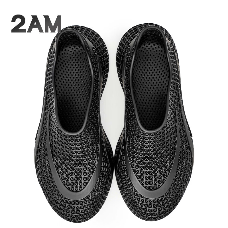 2AM3D一体打印男士休闲鞋时尚百搭厚底健步鞋透气舒适4D网面鞋 黑色 39