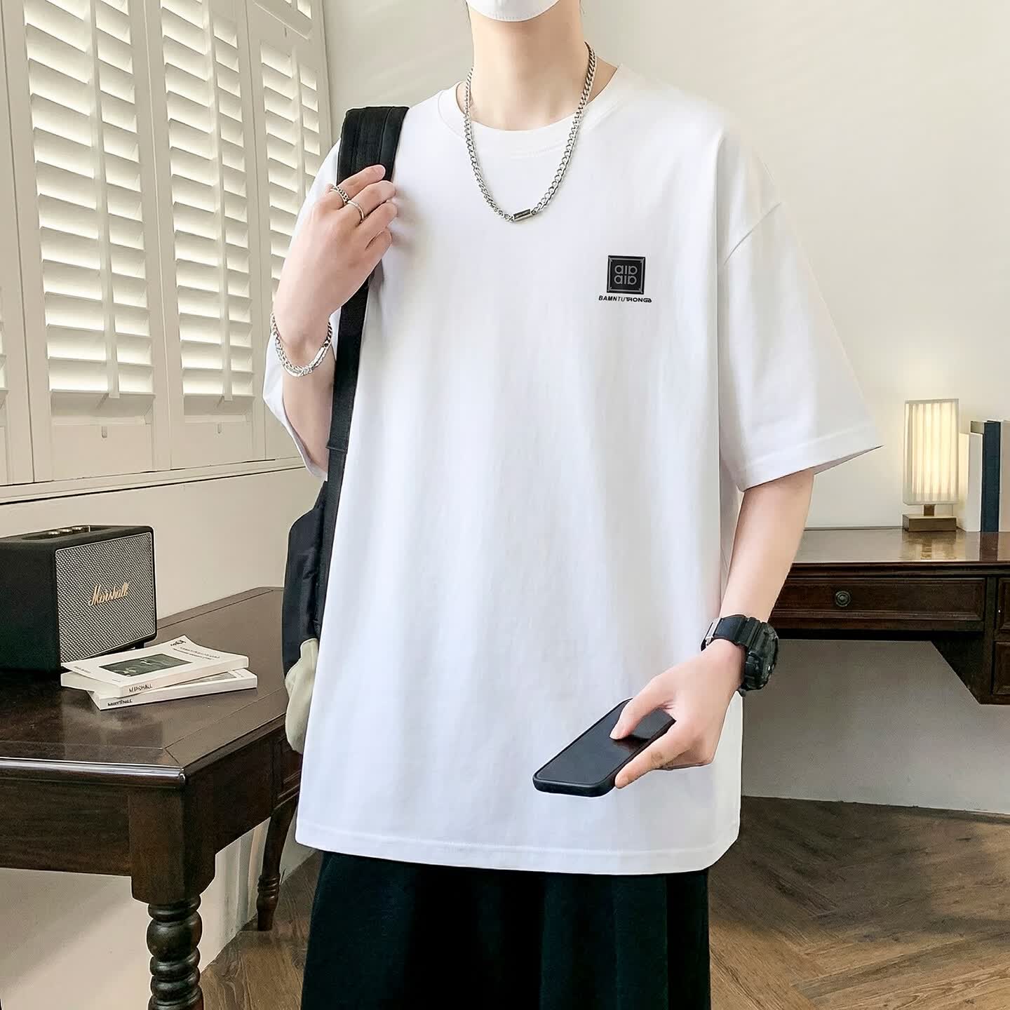 轩程短袖t恤男2026夏季宽松大码潮流港风男装半袖打底衫男 T8510绿色 2XL (185)