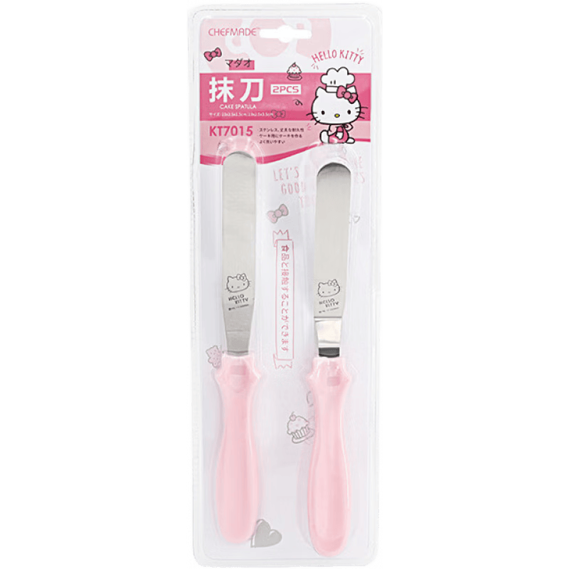 學(xué)廚KITTY食品級(jí)不銹鋼奶油抹刀裱花刮刀2件套 【正版授權(quán)】KT7015-抹刀