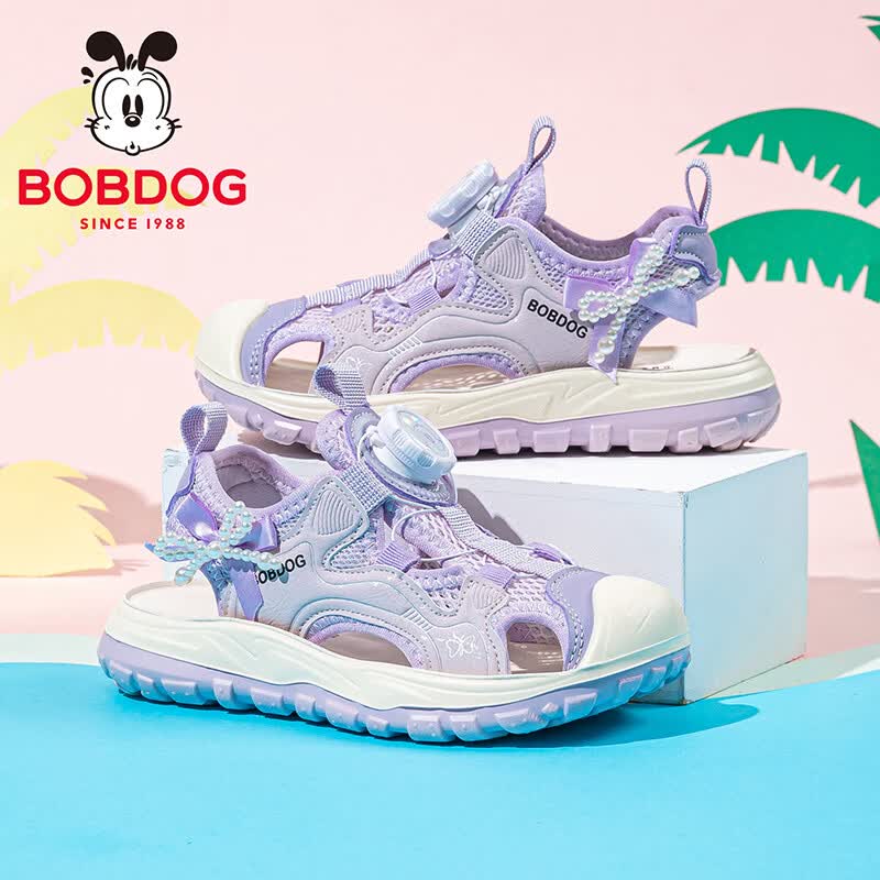 巴布豆(BOBDOG)童鞋女童包头运动沙滩鞋2026夏季新款儿童凉鞋女孩鞋子 丁香紫 29 适合脚长18.4CM