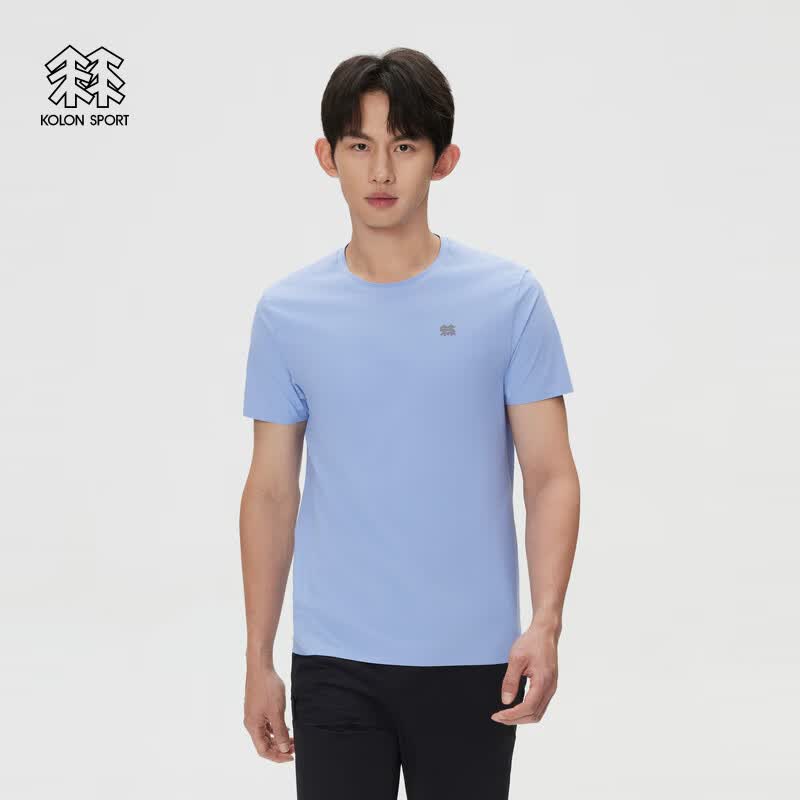 KOLON SPORT/可隆户外休闲衣 男士夏 CARVICO拼接圆领短袖T恤