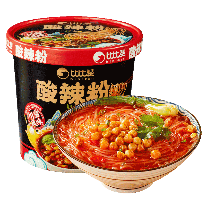 比比赞（BIBIZAN）酸辣粉4桶*112g桶装即食冲泡速食经典风味红薯粉丝方便速食夜宵