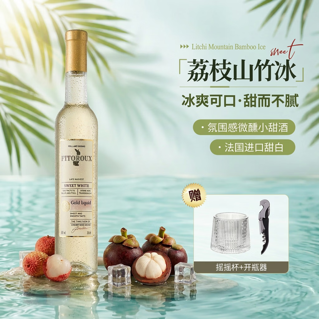 露颂【荔枝山竹冰】法国晚收甜白葡萄酒微醺果酒原酒进口礼盒送礼 单支尝鲜装【375ml*1】
