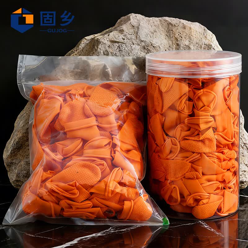 固乡 乳胶手指套 加厚防滑耐磨中码大码静电劳保无尘指套乳白一次性手指套防护工厂车间护指防无粉尘不漏水袋装 加厚防滑300只/袋【中码橘色麻点】 现货【可定制】