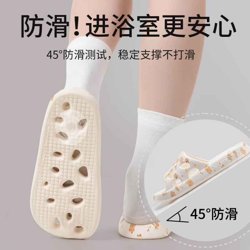 浴室拖鞋女士2026新款夏季洗澡镂空漏水防滑家居室内凉拖鞋男 黑色 40-41 【标准码】