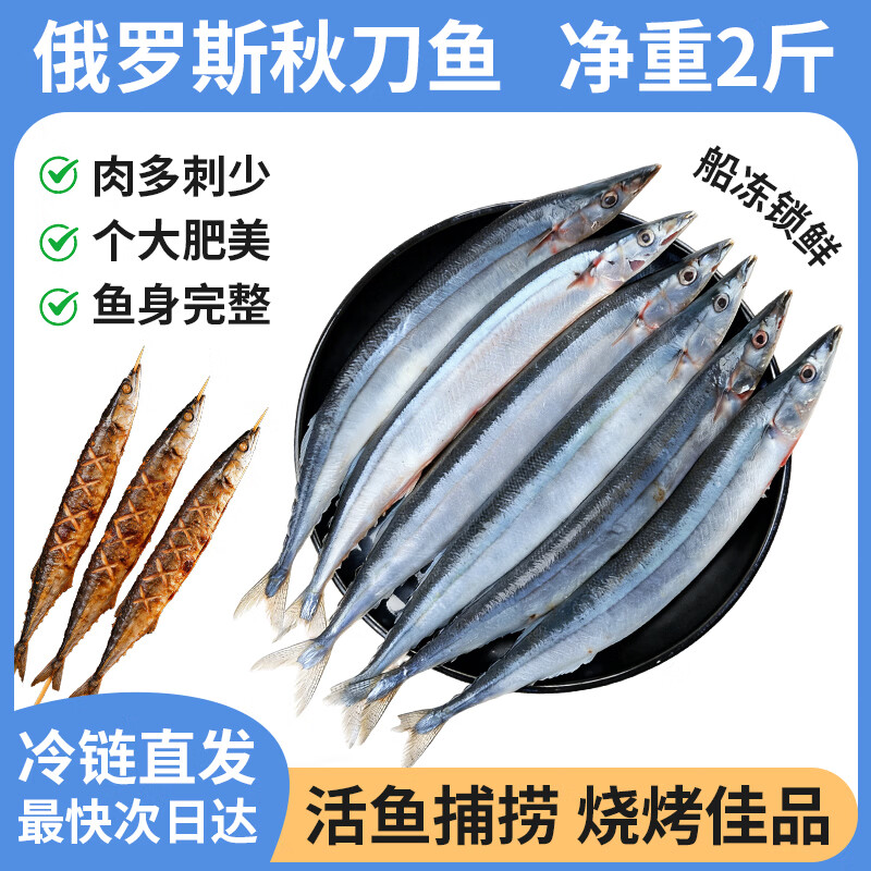 纯色本味 冷冻精品秋刀鱼净重2斤 烧烤食材