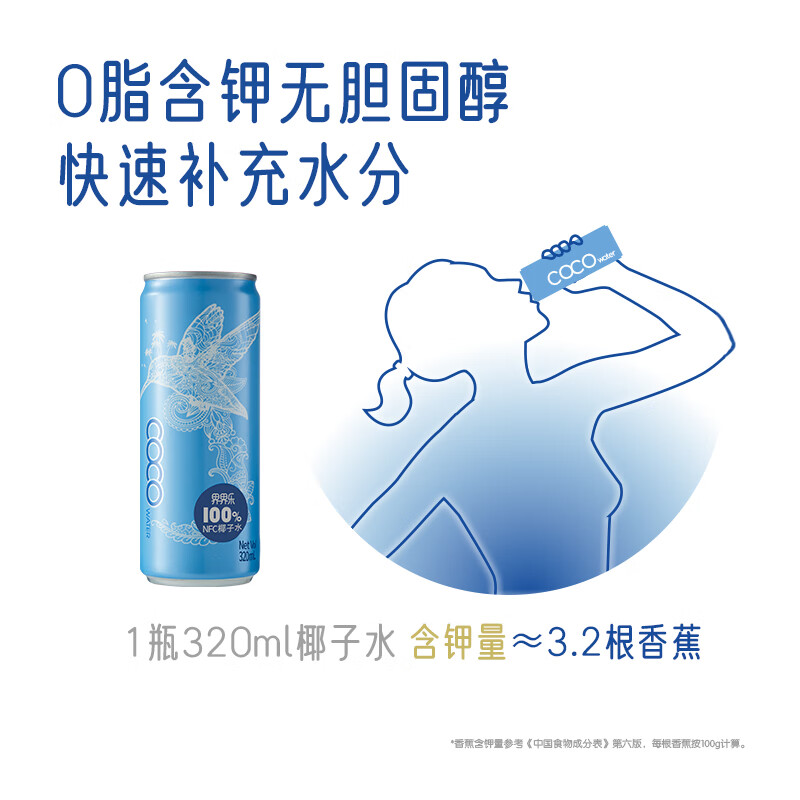 界界乐（Jelley Brown）唯乐蜜语越南原装进口100%椰子水饮料椰汁果汁 320ml*6罐