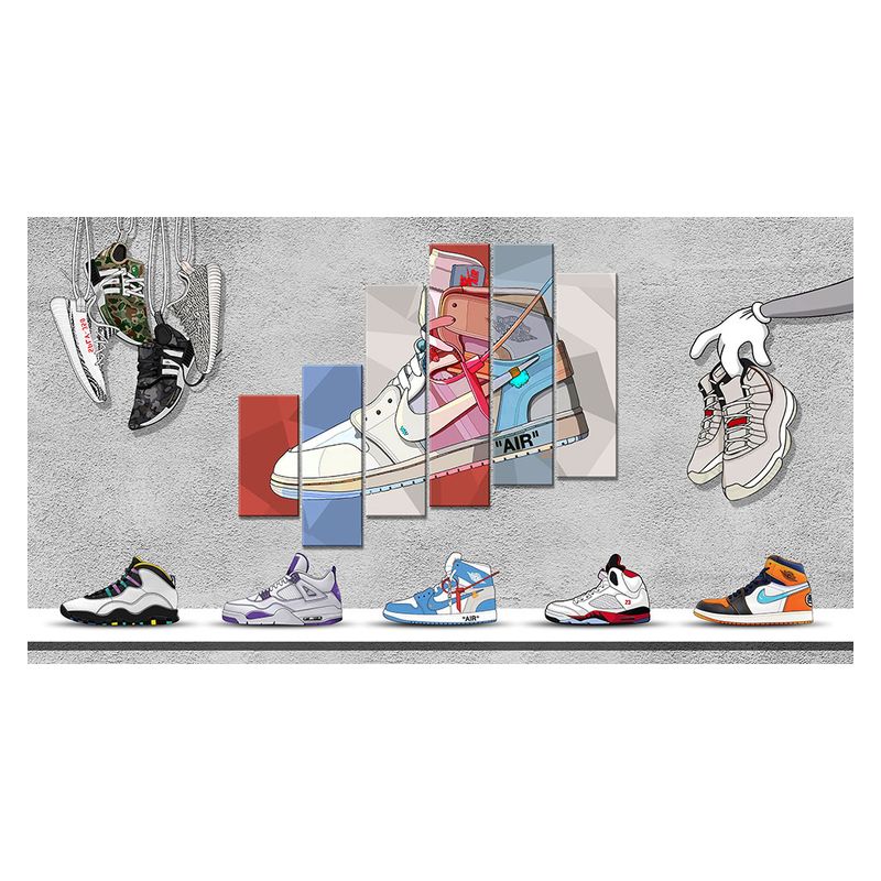 欧美风壁纸aj潮牌背景墙纸潮鞋店网红直播logo运动鞋子墙布潮流个性