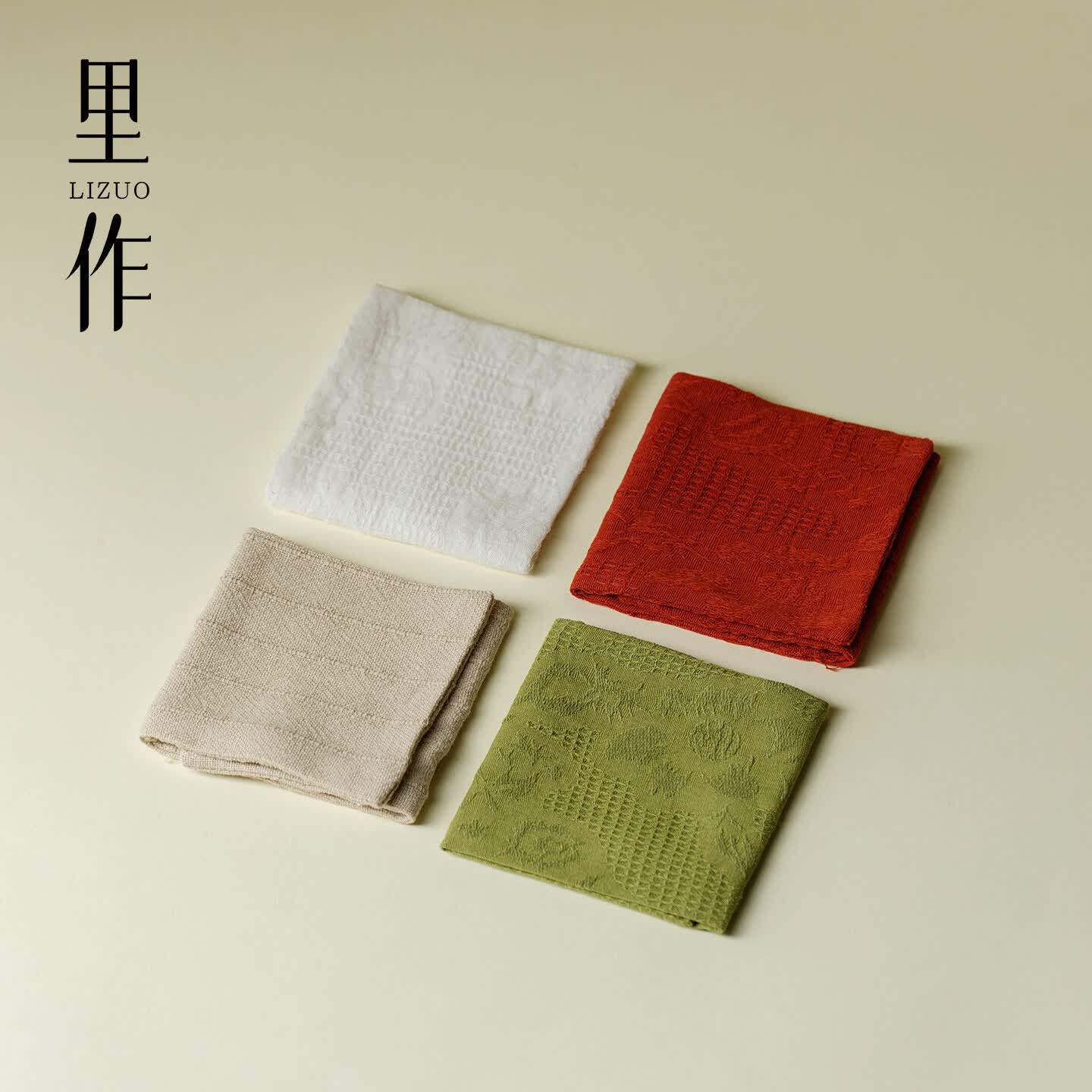 里作棉麻茶巾手工缝制吸水巾功夫茶具配件养壶巾简约茶具茶桌吸水茶巾 深草绿-茶巾
