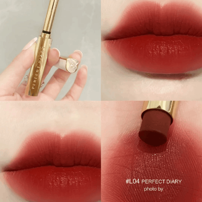 完美日记（PERFECT DIARY）恣意出色丝绒细管口红唇膏 0.8g 小细跟设计520送女朋友生日礼物 【NO.1】#L04 赤茶红棕色