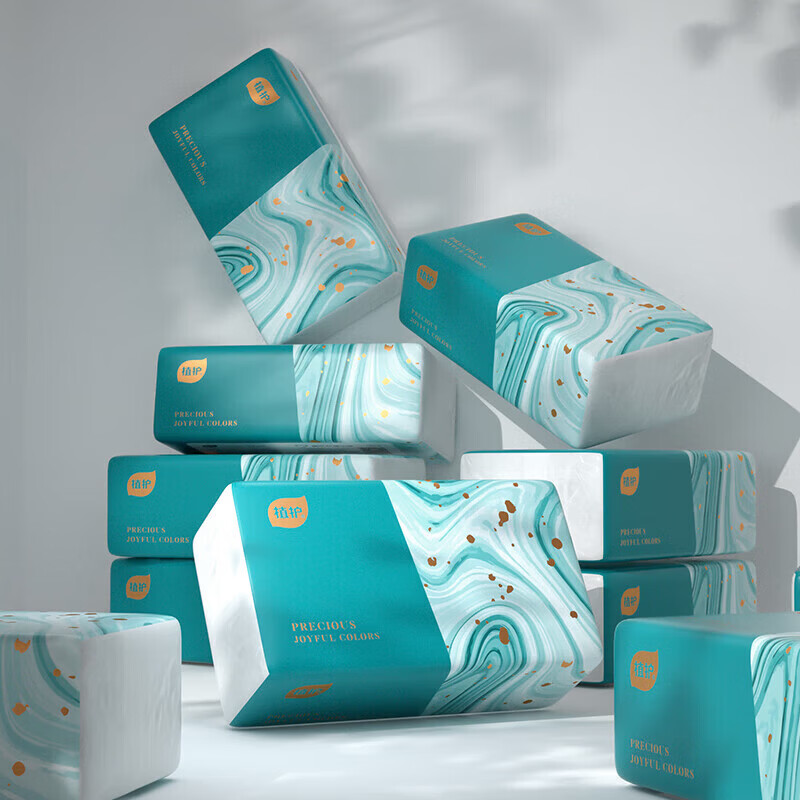 植护菱形压花4层抽纸70抽整箱餐巾纸擦手纸家用面巾纸压花纸巾 青黛 4层 280张*27包